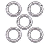HOBBIESAY 5PCS 304 Stainless Steel Spring Gate Rings 0.29" Dia Necklace Ring Clip Spring Gate Rings Spring Clasps Ring Bracelet Necklace Shortener Clasp Carabiner Snap Clip O Rings for Jewelry Making