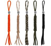 HOBBIESAY 5Pcs 5 Colors Knife Lanyards with Beads Paracords Lanyard Zipper Pull Skull Bead Keychain 9.06inch Length for Flashlight EDC Tools Phone Cases Keys Camera Water Bottle Backpack