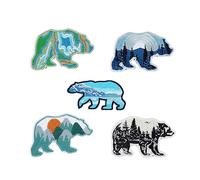 HOBBIESAY 5Pcs 5 Style Bear Applique Patch Iron On Embroidered Patches for Outdoor Nature Craft Sewing on Clothes Hats Backpacks Bags Pants Shirts Shoes