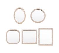 HOBBIESAY 5PCS 5Style Miniature Dollhouse Mirror Mini Dooll House Mirror Mini Framed Mirrors for Wall Compact Bedroom Furniture Accessory for Scale Dollhouse Decoration Wall Decor 1.6-2.16"