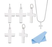 HOBBIESAY 5Pcs Silver Cross Charms 925 Sterling Silver Small Cross Charms Pendants 12.5mm Metal Crucifix Cross Charm with Jump Ring for Jewelry Making Bracelet Necklace Earring Keychain Craft