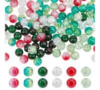 HOBBIESAY 6 Colors 240Pcs Glass Crackle Beads 8mm Colorful Crystal Round Beads Craft Loose Spacer Beads for DIY Bracelets Earring Necklace Jewelry Making,Hole:1.3-1.6mm
