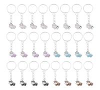 HOBBIESAY 6 Colors 24Pcs Cow Enamel Keychains Cute Animal Key Chain Pendant Key Ring Decoration Keychain Accessories for Women Purse Car Earphone Bag Wallet Backpack Decorations Party Bulk
