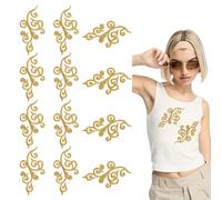 HOBBIESAY 6 Pairs Gold Metallic Embroidered Iron on Patch Leaf Embroidery Applique Metallic Floral Boho Trim Fringe Leaves Patch for Adults Wedding Prom Dress Backpacks Jeans Caps Clothing DIY Craft