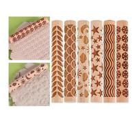 HOBBIESAY 6 Styles 4inch Wooden Clay Texture Rollers Pottery Tools Handmade Clay Roller Pattern Modeling Embossing Engraved Hand Rolling Pin for Slab Building Sculpting Craft Art DIY Ceramics Design