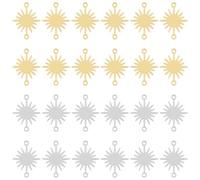 HOBBIESAY 60Pcs 2 Colors Sun Shape Charm Connectors Easy to Use Brass Connector Charms Sun Links Charms Meaningful Gift Pendants for DIY Necklace Bracelet Earring Making Crafts Findings