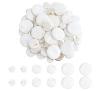 HOBBIESAY 60PCS 3 Styles Natural Freshwater Shell Beads 10-20mm Flat Round Disc Coin Beads Sea Pearl Shell Loose Freshwater Mother of Pearl Shells Capiz Disc Coin Rondelle Spacers for Jewelry Making