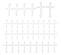 HOBBIESAY 60Pcs 3 Styles Small Cross Charms 12.5-24mm Long Tibetan Style Cross Pendants Antique Silver Crucifix Crosses Dangle Pendants for Bracelet Necklace Jewelry Making Hole: 0.8-1.4mm