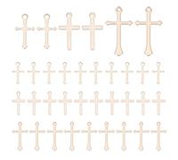 HOBBIESAY 60Pcs 3 Styles Small Cross Charms 12.5-24mm Long Tibetan Style Cross Pendants Golden Crucifix Crosses Dangle Pendants for Bracelet Necklace Jewelry Making Hole: 0.8-1.4mm