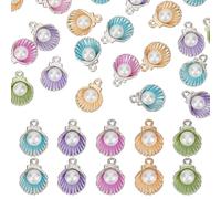 HOBBIESAY 60Pcs 5 Colors Shell Charms Pendants Enamel Clam Shell Charms for Crafts 0.6" x 0.5" Pearl Clam Shells Charm Beach Ocean Pendant for DIY Crafts Earrings Bracelet Keychain Jewelry Making