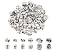 HOBBIESAY 60Pcs Tibetan Style Spacer Beads 5-8mm Antique Silver Column Alloy Tube Spacers Metal Spacers BeadEuropean Large Hole Loose for Crafts DIY Necklaces Jewelry Making