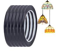HOBBIESAY 66m 6 Rolls PET Glass Lead Lines Thin Glass Leading Strips Black Leading Strip Self-Adhesive Lines for Faux Glass Painting Glass Window Art Crafts and Decoration