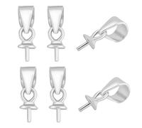 HOBBIESAY 6Pcs 925 Sterling Silver Screw Eye Peg Bails with Snap Bail Hook Pinch Screw Eye Pin Bails Pendant Connectors for Pearl Gems Jewelry Making Hole: 3x4mm