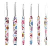 HOBBIESAY 6Pcs Aluminium Crochet Hooks KIT Long and Ergonomic Crochet Needles with Sunflower Knitting Needles 2.3-7.9mm Arthritic Hands Beginners Knitting Soft Grip Needles Craft Making DIY
