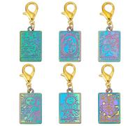 HOBBIESAY 6Pcs Colorful Tarot Card Stitch Markers 40mm Tarot Card Stitch Markers Tarot Card Pendants with Lobster Clasp Sun Crochet Stitch Marker Charms