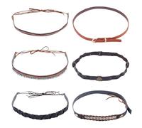 HOBBIESAY 6Pcs Cowboy Hat Bands Braided Leather Hat Bands Leather Hatbands Belt Adjustable Decorative Hats Accessories for Western Cowboy Women Men Hats Decoration DIY Crafts Brown