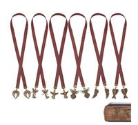 HOBBIESAY 6pcs Leather Bookmark Bible Bookmark Leather Angel Wings Bookmarks Christian Saint Book Mark Retro with Alloy Pendants Leathers Bookmarks for Book Lover Readers Gifts Antique Bronze