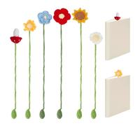 HOBBIESAY 6pcs Mixed Color Yarn Crochet Flower Bookmarks