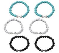HOBBIESAY 6Pcs Vintage Natural Stone Bracelet Beaded Stretch Bracelet for Women Gemstone Beaded Stretch Bracelet Cuff Beacelets Jewelry for Women Daily Festival Summer Beach 2.5inch Inner Diameter
