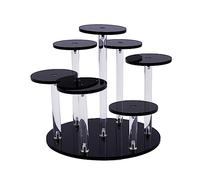 HOBBIESAY 7-Tier Acrylic Display Stand Round Minifigure Organizer Tiered Black Rack Risers Tabletop Toy Display Stand for Action Figure for Figures Collectibles Toys and Dolls Jewelry