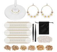 HOBBIESAY 70 Sets DIY Wine Glass Charms, 1200 A-Z Letter Beads 300 Gold Beads 70 Charm Rings 2 Tweezers Wine Charms for Stem Glasses Personalized Glass Markers Tags for Wedding Bridal Shower Party