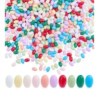 HOBBIESAY 700Pcs 10 Colors Rice Shaped Beads 0.9mm Oval Glass Beads 7mm Random ABS Plastic Imitation Pearl Long Oat Loose Spaces for Jewelry Making DIY Crafts Bracelet Necklace Supplies Adults