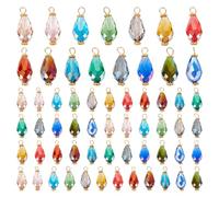 HOBBIESAY 72Pcs Glass Teardrops Charms 20mm Crystal Faceted Glass Charms Mixed Color Transparent Drop Charms for DIY Jewellery Making Bracelets Necklace