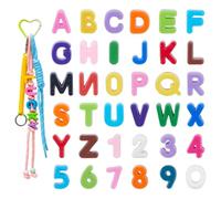 HOBBIESAY 72Pcs Large Letter Beads Colorful Acrylic Alphabet Bead A-Z Slider Beads Hole 6.5mm Party Decor Spacer Bead for Jewelry Making Bracelets Necklaces Key Chains Crafts