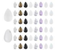 HOBBIESAY 8 Colors 96Pcs Teardrop Glass Beads 9mm Black White Crystal Transparent Waterdrop Loose Clear Top Drilled Czech Glass Beads for DIY Bracelets Earring Jewelry Making,Hole:1mm