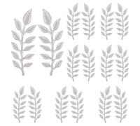 HOBBIESAY 8 Pairs Wheat Leaf Brooches 2.36x0.87 Inch Elegant Leaf Lapel Pins Simple Leaces Suit Brooch Pin Wheat Leaves Suit Clips Silver for Women Men Cloth Jacket Blazer Dress Decoration