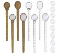 HOBBIESAY 8 Pcs Cabochon Bookmark Bookmarks Kits with Round Tray 2 Styls Owl Shape Animal Bookmarks Tibetan Alloy Makings Sets for DIY Reading Lovers Bookmark Craft Making Tray:25x18mm