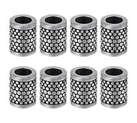 HOBBIESAY 8 Pcs Paracord Bead Antique Silver Tube Lanyard Beads 12.5x10mm Stainless Steel Spacer Beads European Metal Loose Spacer Bead for Jewelry EDC String Pendant DIY Craft