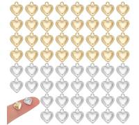 HOBBIESAY 80Pcs 18K Gold Plated Small Heart Charms 2 Colors Love Stainless Steel Pendants Tiny Heart Dangle Charms Silver for DIY Bracelets Earring Necklace Jewelry Making Hole:1-1.2mm