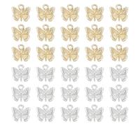 HOBBIESAY 80Pcs Gold Silver Butterfly Charms 12mm Alloy Dangle Charms Cute Animals Pendant Small Insect Charms Jewelry Findings Accessory for DIY Bracelets Earring Necklace Making,Hole:1.8mm