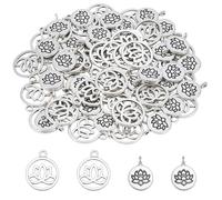HOBBIESAY 80pcs Lotus Flower Charm 2 Styles Yoga Charm Floral Charms Antique Silver Chakra Lotus Metal Dangle Flower Pendants for Jewelry Making Charms DIY Earrings Bracelet