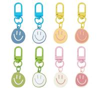 HOBBIESAY 8pcs 8 Colors Happy Face Keychain Cute Emoticon Keychain Enamel Smiling Face Pendant Decorations for Purse Handbag Bag Backpack Charm Accessories