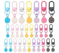 HOBBIESAY 8Pcs 8 Colors Smile Key Chain Mini Emoticon Keychains Happy Face Keychain Cute Expression Keychain Enamel Smiling Face Pendant Decorations for Purse Handbag Bag Backpack Charm Accessories