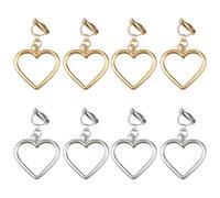 HOBBIESAY 8Pcs Geometric Heart Clip Earrings Non Pierced Earrings 2 Colors Hollow Heart Drop Earrings Lightweight Minimalist Love Theme Jewelry Valentine Gift for Her