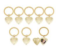 HOBBIESAY 8Pcs Photo Frame Charms Heart Locket Keychains Real 18K Gold Plated Love Photo Pendants Brass Wedding Photos Charms Memorial Photo Album Pendant for DIY Necklace Keychain Making