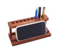 HOBBIESAY 9-Hole Wooden Pencil Pen Holder 20cm Rubber Wood Pens Display Stand Wood Desk Pen Organizer Fountain Pens Holders Chocolate Cell Phone Holders for School Office Home Desk Organization