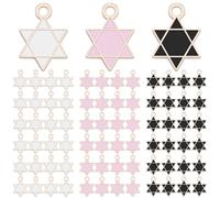 HOBBIESAY 90Pcs 3 Colors Star of David Charms Bulk 0.65x0.47 Inch Small Jewish Star Dangle Pendants Hexagram Charms Six-pointed Stars Enamel Pendant for Women Necklace Jewelry Making Hole: 1.6mm