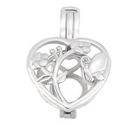 HOBBIESAY 925 Sterling Silver Pendant Base Heart Beads Cage Pendant Love Bead Cage Charms Gemstone Support Pendant Base for Necklaces Jewelry Making Hole: 4.5x2.5mm