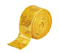 HOBBIESAY 9m Paillette Lace Trim 5cm Wide Fabric Paillette Ribbons Polyester Sequin Trim Bling with Flat Glitter Gold Plastic Beaded for Dress Headband Crafts Embellish