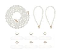 HOBBIESAY 9Pcs Phone Chain Crossbody Pearl Strap Pearl Beaded Chain Shoulder Crossbody Lanyard with 6pcs Phone Patches for Women Sparkling Beaded Cellphone Lanyard Chains Bag Purse