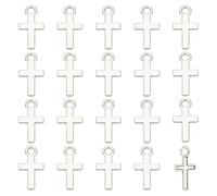 HOBBIESAY About 200Pcs Mini Cross Charms 15.5mm Crucifix Cross Pendants Sliver Cross Charms Metal Earring Pendants for DIY Necklace Bracelet Jewelry Making Crafting