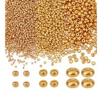 HOBBIESAY About 3960Pcs 3 Sizes Golden Glass Seed Beads 2-4mm Pony Seed Beads Small Round Spacer Loose Czech Beads Crafts Beads for DIY Bracelets Necklaces Jewelry Making Hole: 1-1.5mm
