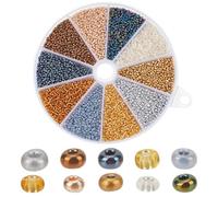 HOBBIESAY About 6660Pcs 2 Sizes Metallic Colours Glass Seed Beads 1.5-2mm Pony Seed Beads Small Round Spacer Loose Czech Beads Crafts Beads for DIY Bracelets Necklaces Jewelry Making Hole: 0.5-1mm