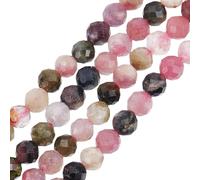 HOBBIESAY About 90Pcs Faceted Natural Tourmaline Beads 4mm Round Small Gemstone Strands Mixed Color Loose Spacer Seed Beads for DIY Necklace Bracelets Earring Jewelry Making,Hole:1mm