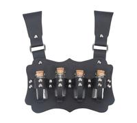 HOBBIESAY Alchemy Potion Bottle Belt Holder Alchemical Black Faux Leather Buckle Belt with 4pcs Cork Vials Medieval Renaissance Belts Fantasy Wizard Potion Bottles for Halloween Cosplay Costume