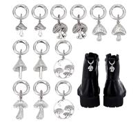 HOBBIESAY Alloy Shoe Charms Gothic Boot Heel Pendants DIY Shoe Accessories Antique Silver Platinum Boot Decoration for Boots Sneakers Bags with Rings, Alloy, No Gemstone